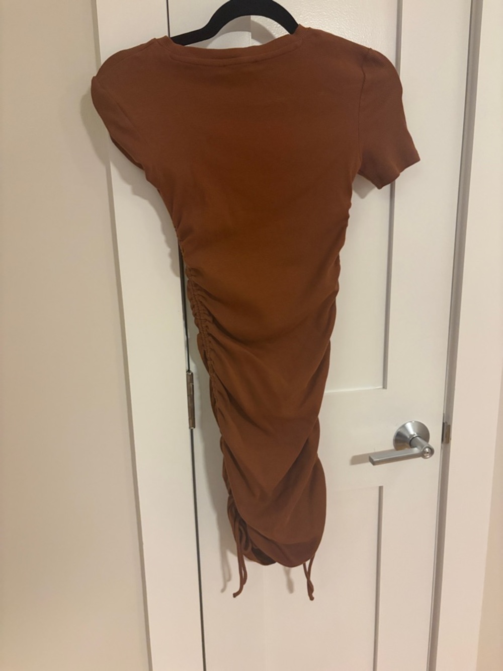 Zara Rust Brown Ruched Midi Dress - Picture 2 of 2
